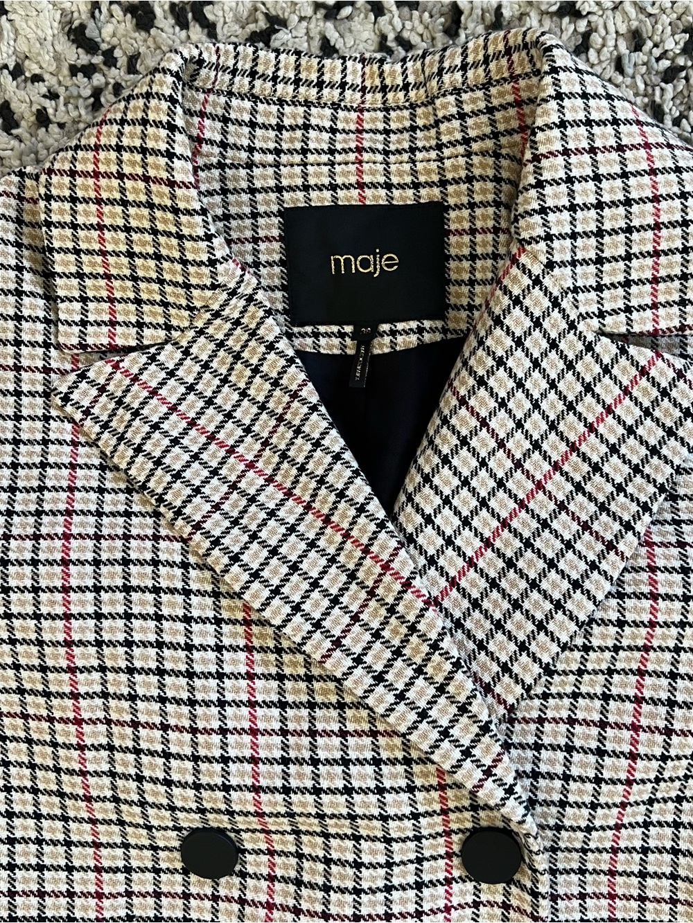 Maje Gessia Carreaux Trench Coat Check Plaid Women’s 38 EU Medium *Missing Belt - Picture 5 of 16